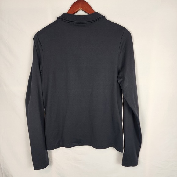 Aquascutum Black Quarter Zip Long Sleeve Pullover Top Women's Size Large - Picture 2 of 7